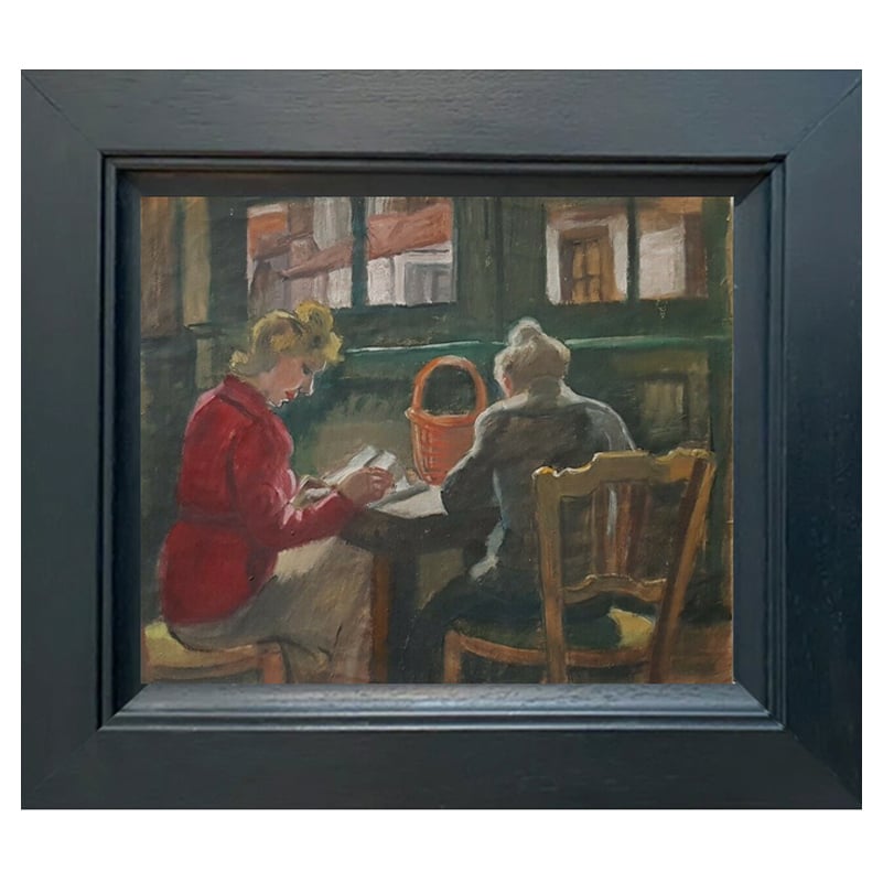Image of Early 20thC, French Pastel Drawing, 'Café pour Deux.' 