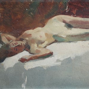 Image of 1920's, French Oil Painting, 'Jeune Femme.'