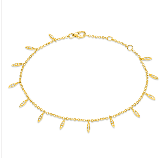 Image of  14 kt and Diamonds Dainty Drops Bracelet (YG or WG)