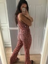 Leopard crinkle satin flared trousers 