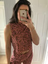 Leopard crinkle satin top 