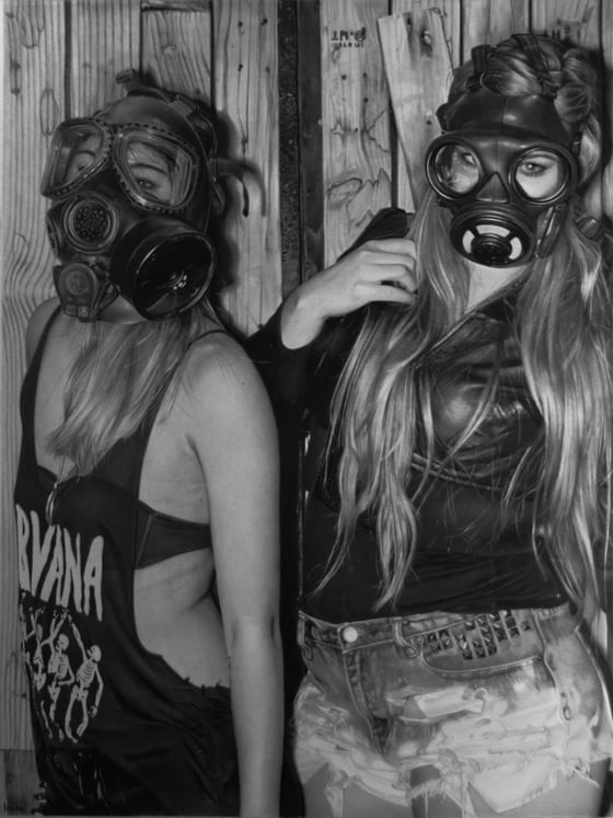 Image of Girls in gas mask
