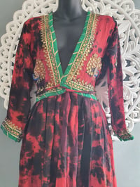 Image 2 of Jewelled  kaftan / dress RED GREEN