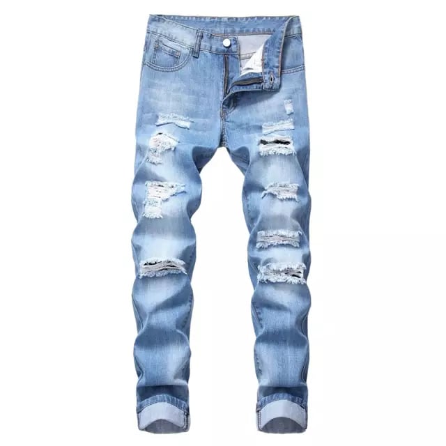 Men Ripped Denim Jeans Image 2