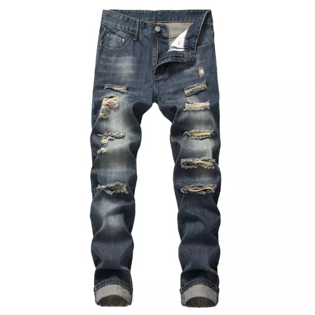 Men Ripped Denim Jeans Image 3