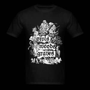 Image of OWLS WOODS GRAVES  - 'This spirit follows me' men's t-shirt