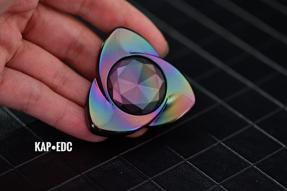 Image of Copper/SS/Ti /zirc  Rose XL polished hand spinner 