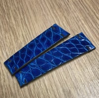 Image 3 of Glazed Blue Alligator 2 Piece “Spezzone” watch strap for deployante