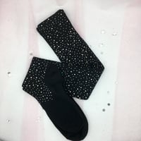 Image 2 of Black/Rhinestone Thigh High Sock 