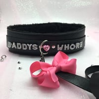 Daddy’s Whore Black/ Pink Collar w/leash 