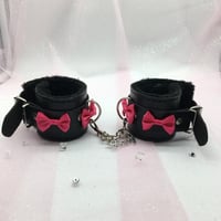 Pink/Black Bow Handcuffs w/Baby Charm 