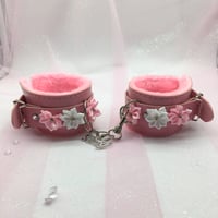 Pink/White Handcuffs w/Baby Charm