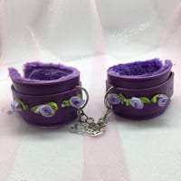 Purple Flowers Handcuffs w/Baby Charm