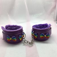 Purple/ Rainbow Handcuffs w/Baby Charm 