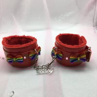 Red/Rainbow Handcuffs w/Baby Charm 