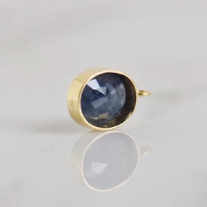 Image of Blue Sapphire oval cut 14k gold neckace