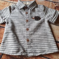 Image 3 of Baby Boys Stylish Stripe Shirt & Twill Shorts Set with Belt