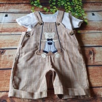 Image 2 of Baby Boys Two Piece Teddy Dungaree and T Shirt Set