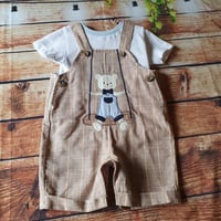 Image 1 of Baby Boys Two Piece Teddy Dungaree and T Shirt Set
