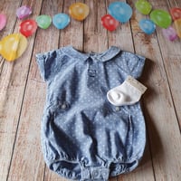 Image 1 of Chambray "Bear" Romper and Socks