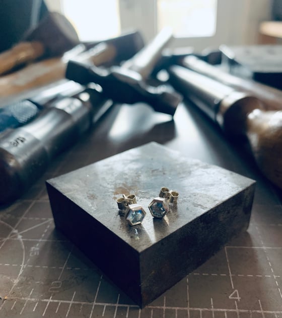 Image of Aquamarine Hex Earrings 