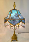 Luxury Victorian Lampshade - Beaded Silk Lampshade with Vintage French Lace 