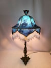 Luxury Victorian Lampshade - Beaded Silk Lampshade with Vintage French Lace 