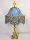 Luxury Victorian Lampshade - Beaded Silk Lampshade with Vintage French Lace 