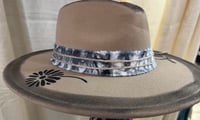 Image 3 of Tan Fedora Painted Feathers & Print Band