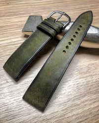 Image 3 of Vintage olive green calfskin watch strap