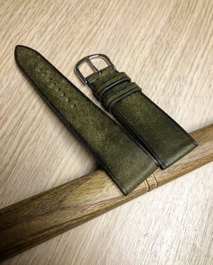 Image of Vintage olive green calfskin watch strap