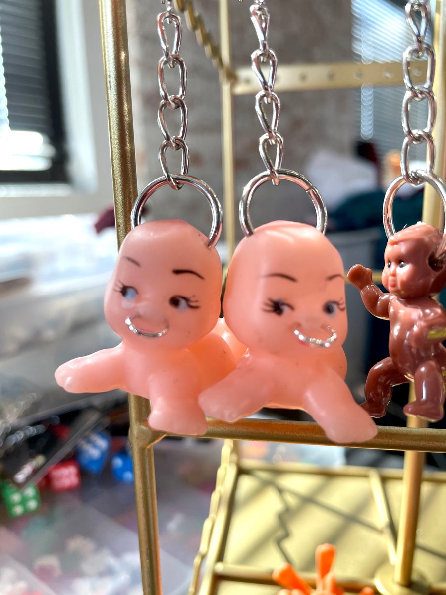 Image of Pierced Baby Chain Earrings