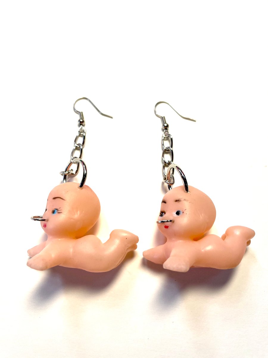 Image of Pierced Baby Chain Earrings