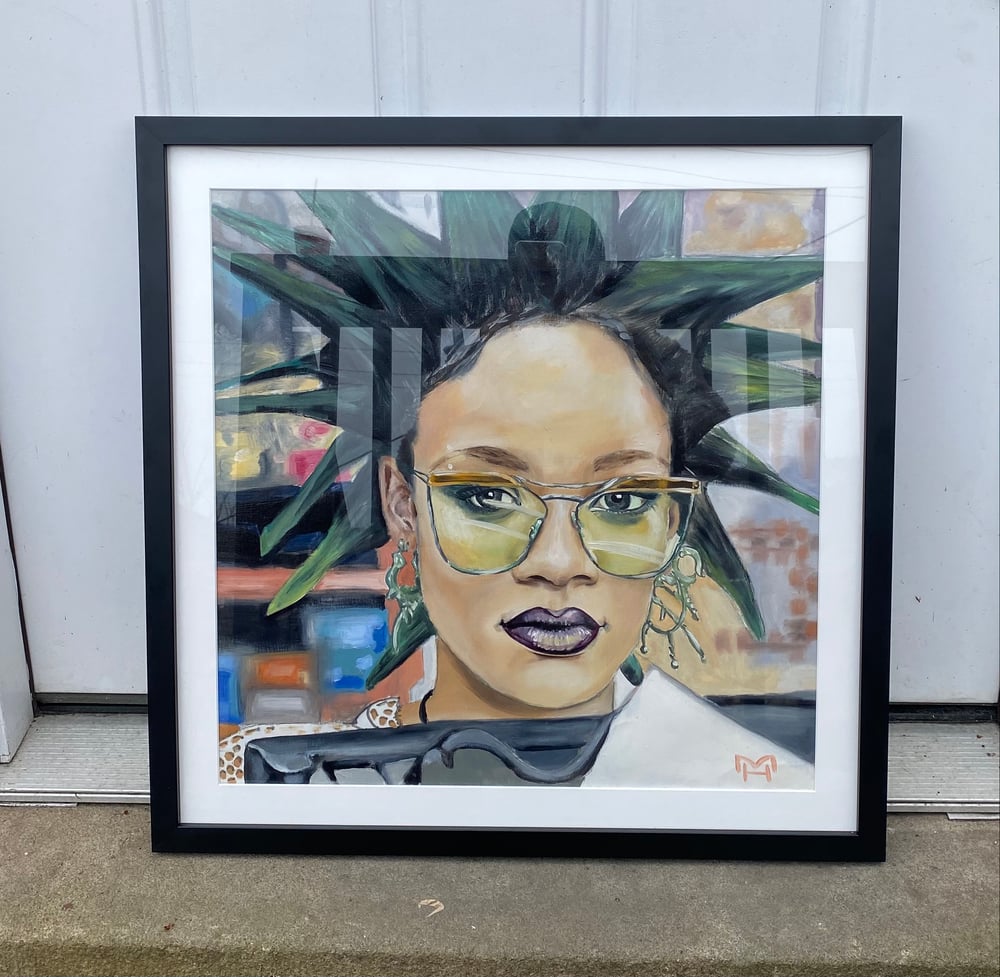 Image of Custom framed Rihanna painting 