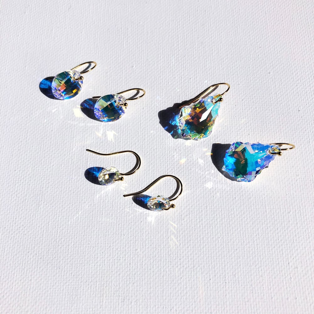 Image of Swarovski Crystal Leaf Earrings
