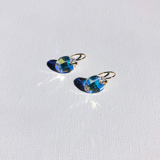 Image of Swarovski Crystal Leaf Earrings
