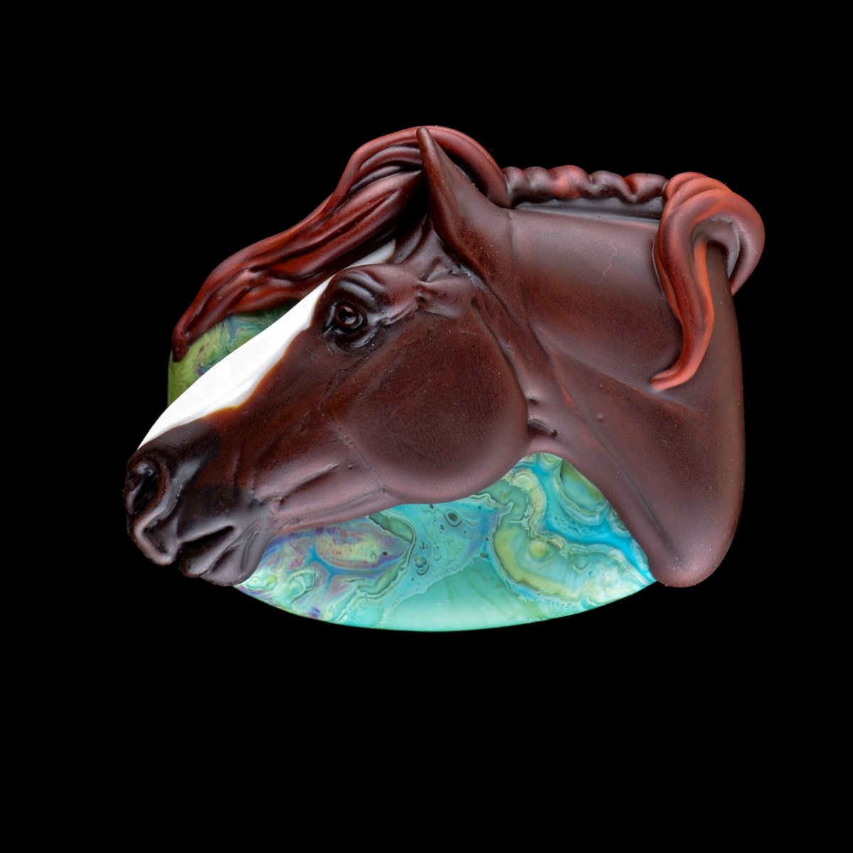 Image of XXL. Zander - Wind Tossed Stallion - Flmamework Glass Sculpture Bead