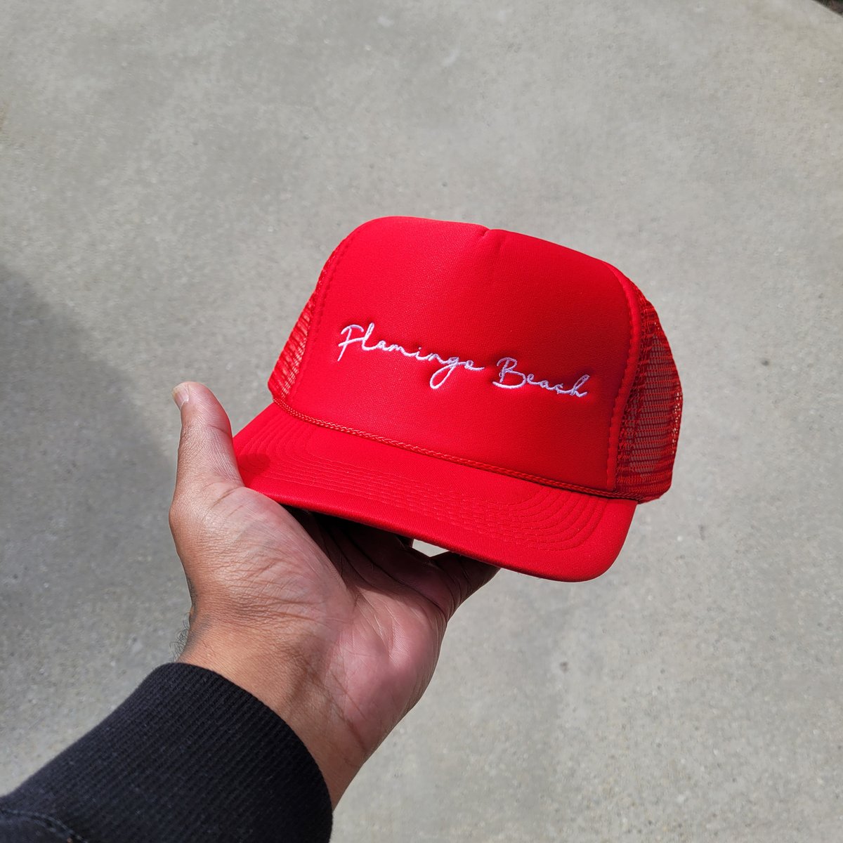 Flamingo Beach trucker hat(red)