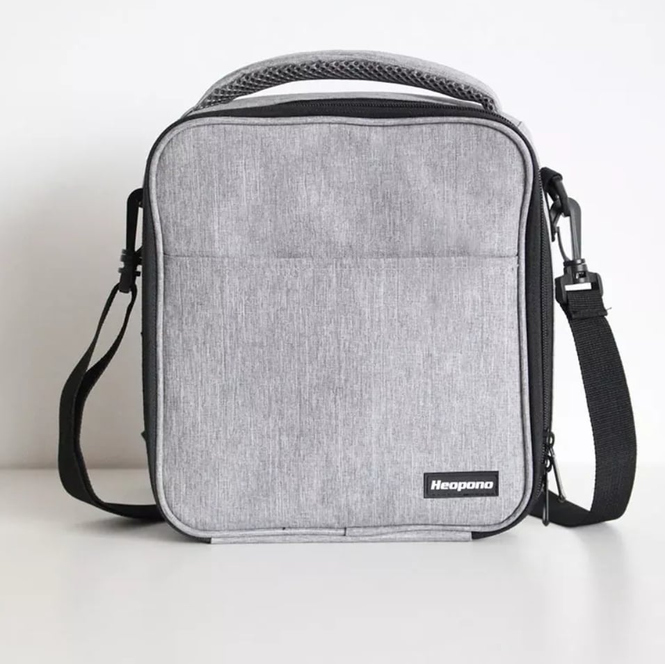 LARGE insulated lunch bag with shoulder strap - Grey + personalization