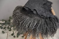 Image 1 of Round Curly Blanket  - CHARCOAL 