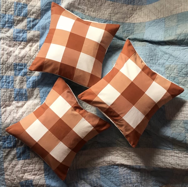 Image of Gingham patchwork cushion 