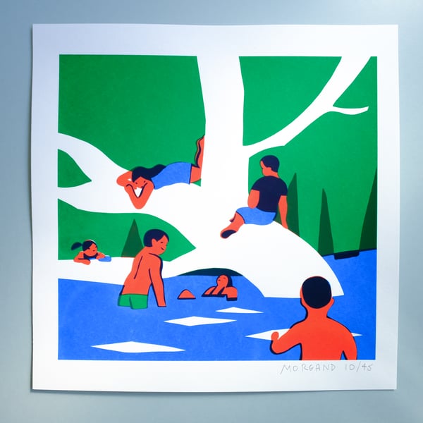 Image of Bathing under the tree (Childhood in the woods series)