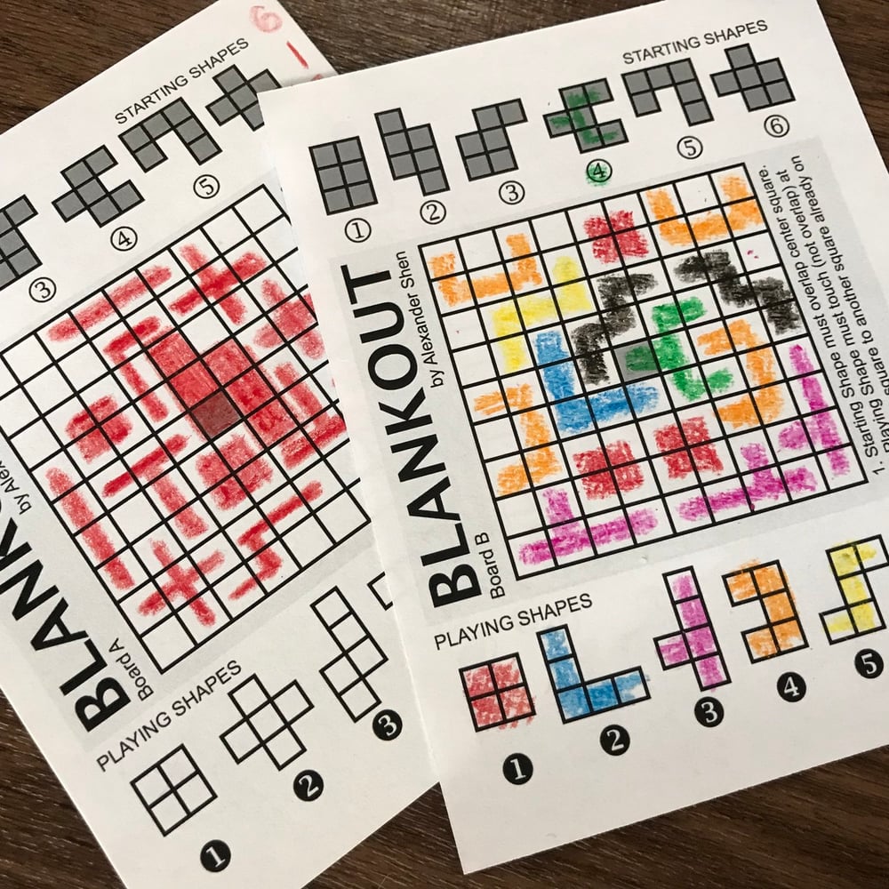 Blankout Roll and Write Game