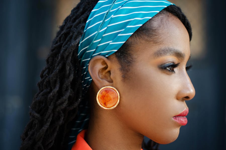 Image of Vintage Amber Citrine Disc Earrings