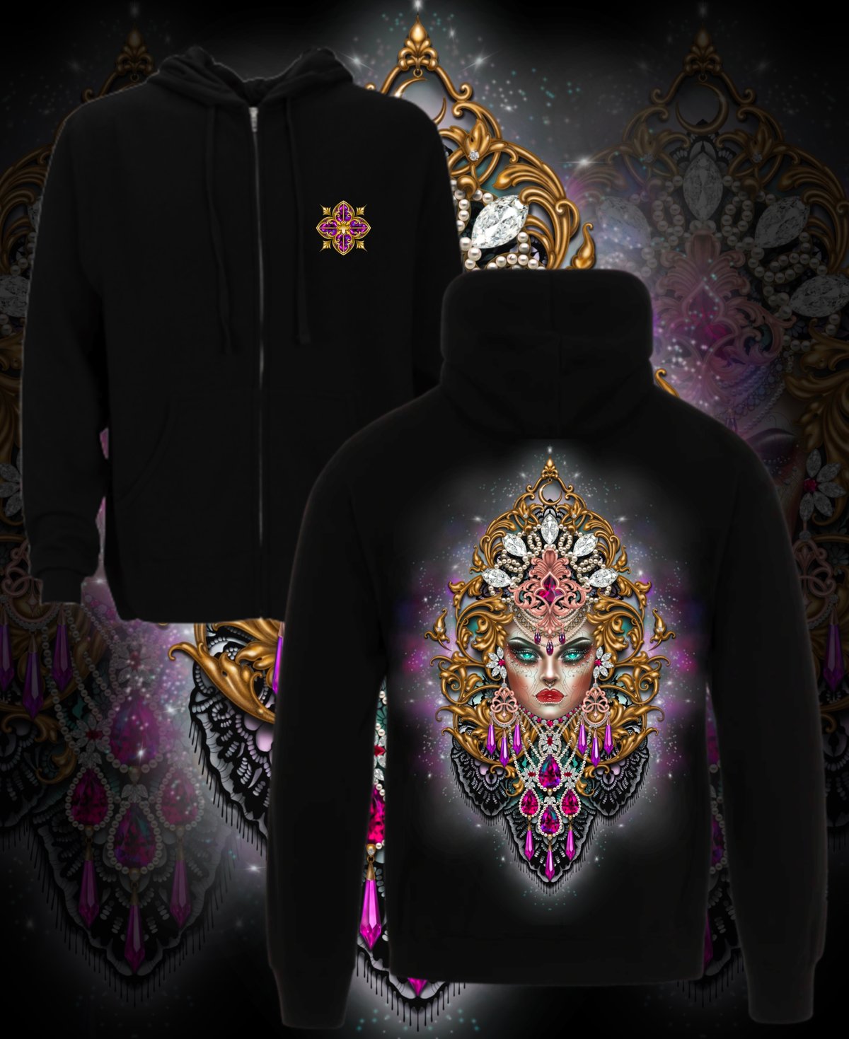 Image of Rococo Goddess unisex zip hoodie