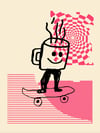 Sérigraphie Café skateboarder