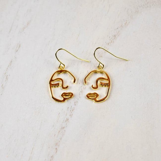 Small Abstract Face Earrings