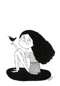 Image 2 of Girl with Blackbird • ORIGINAL