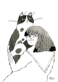 Image 1 of A girl holding her cat • ORIGINAL