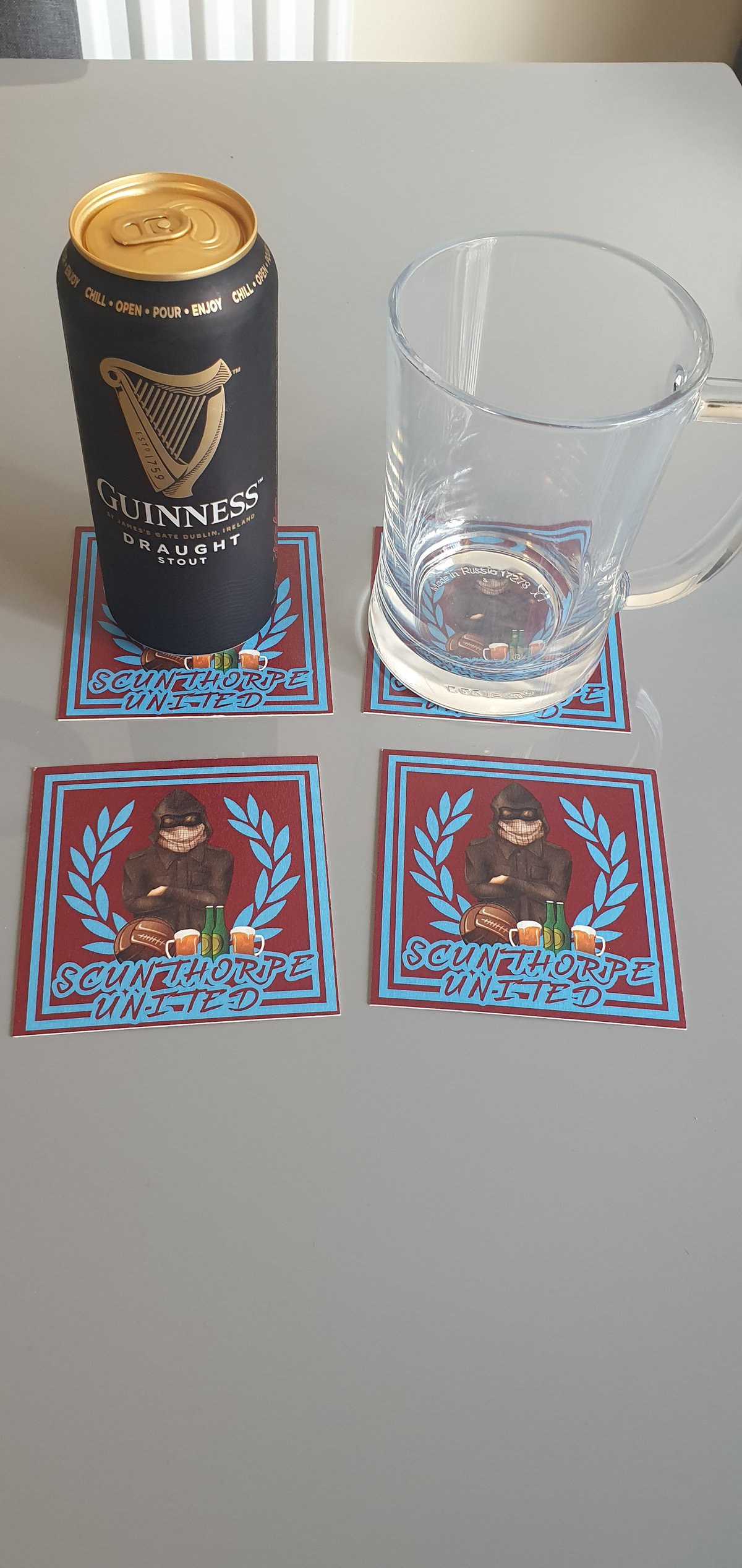 Pack of 10 10x10cm Scunthorpe beer mats/coasters